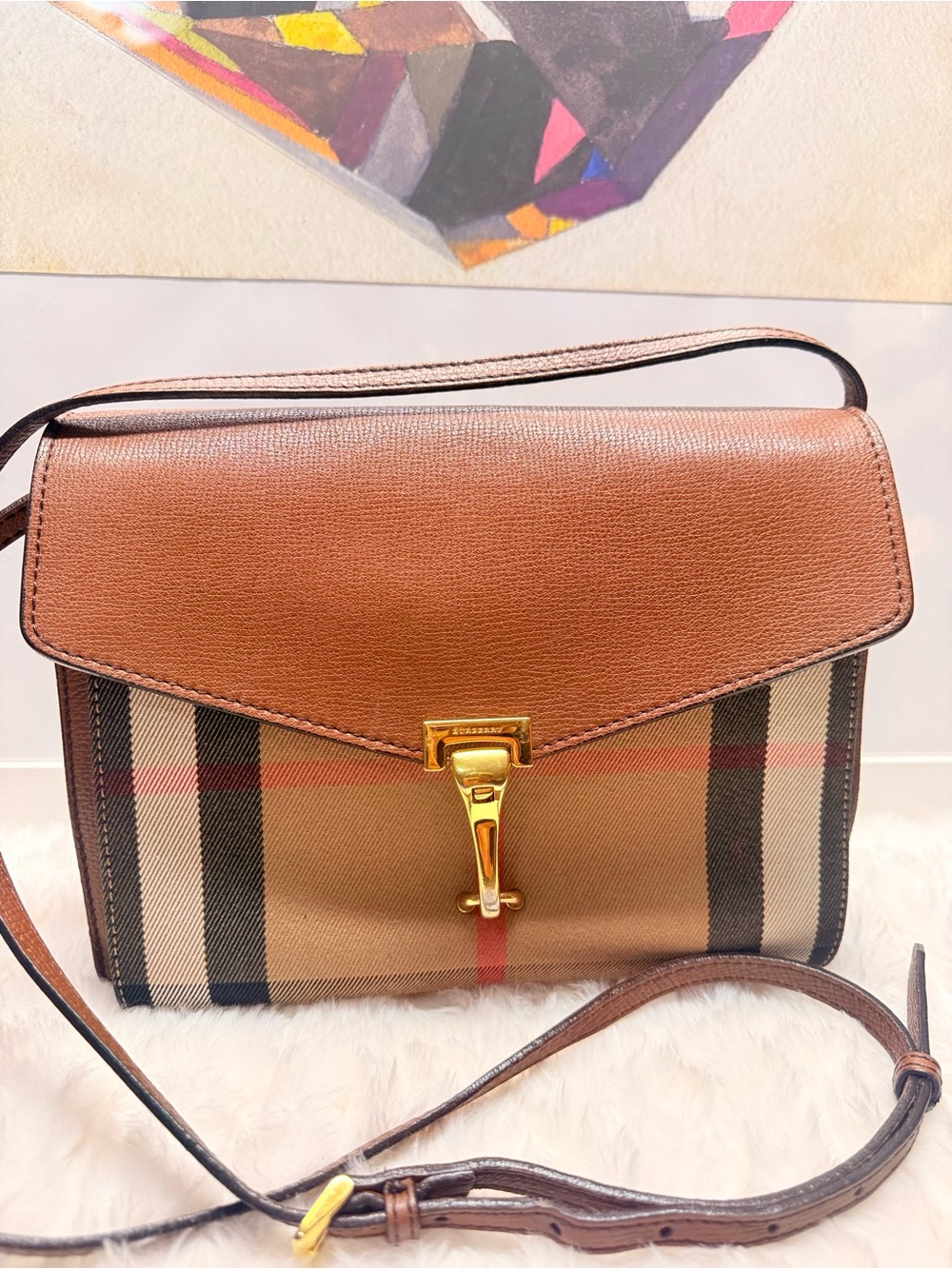 BURBERRY House Check Macken Crossbody Brown